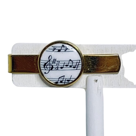 Vintage Gold Tone Musical Note Tie Bar Clip (1315) - Picture 2 of 5
